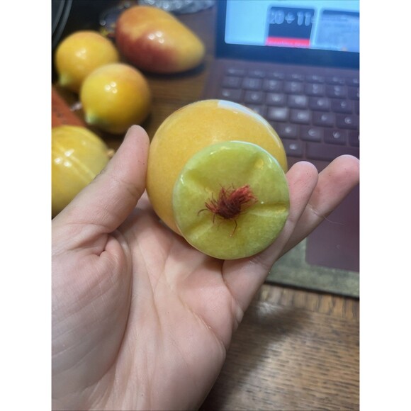 Lot Carved Onyx Marble Stone Fruit Hand Carved Mexico - 17 Pieces - Picture 10 of 16
